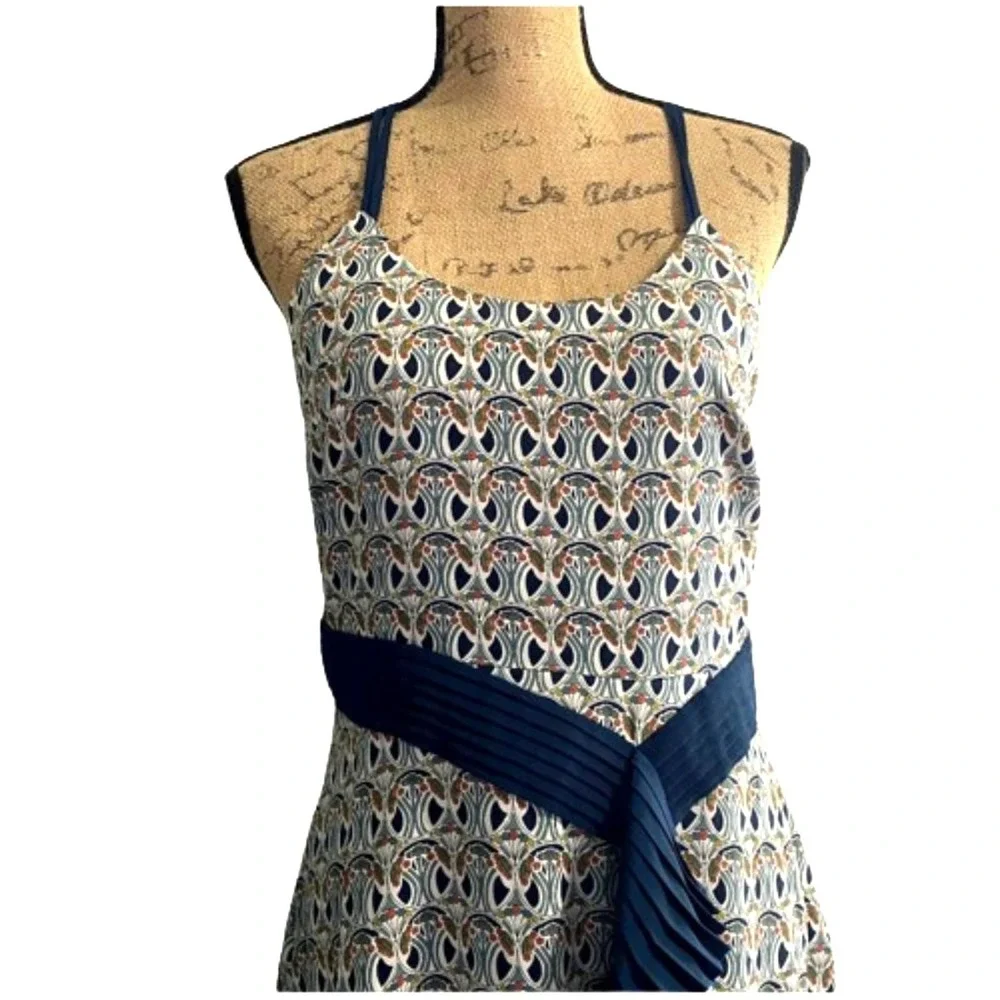 Liberty of London for Target A-Line Sundress Navy‎ Blue Floral Ruffle Size 6